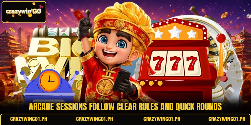 Arcade sessions follow clear rules and quick rounds