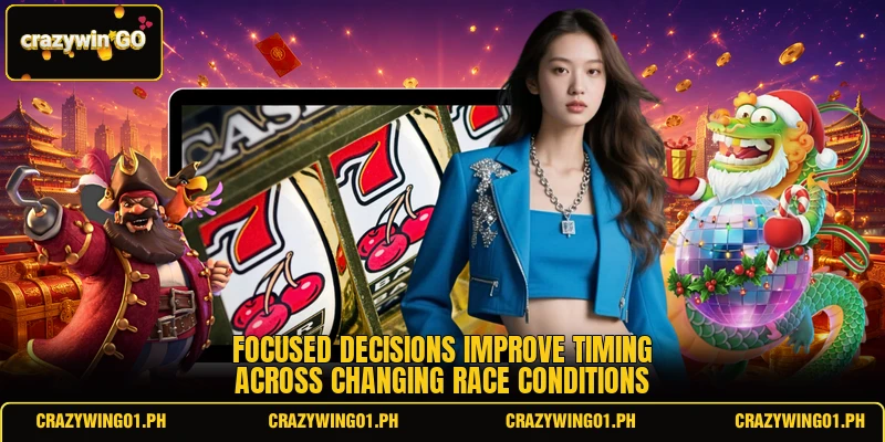 Focused decisions improve timing across changing race conditions