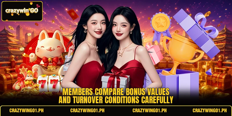 Members compare bonus values and turnover conditions carefully