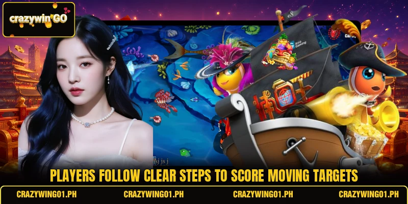 Players follow clear steps to score moving targets Players follow clear steps to score moving targets