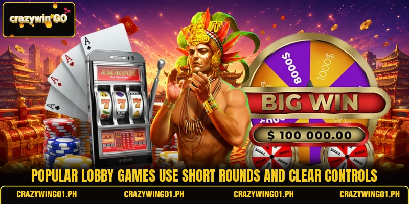 Popular lobby games use short rounds and clear controls