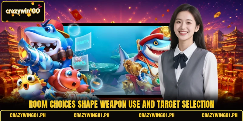 Room choices shape weapon use and target selection Room choices shape weapon use and target selection